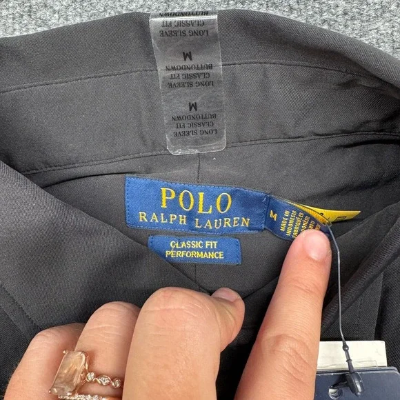 Ralph Lauren Shirt Mens Size Classic M Black Stretch Pony Button Up Performance